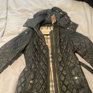 Burberry Finsbridge Black Quilted Belted Hooded Coat